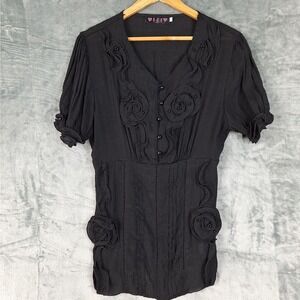 Womens Top Large Y2K Fairy Grunge Goth Dark Romantic Floral‎ Whimsigoth Feminine